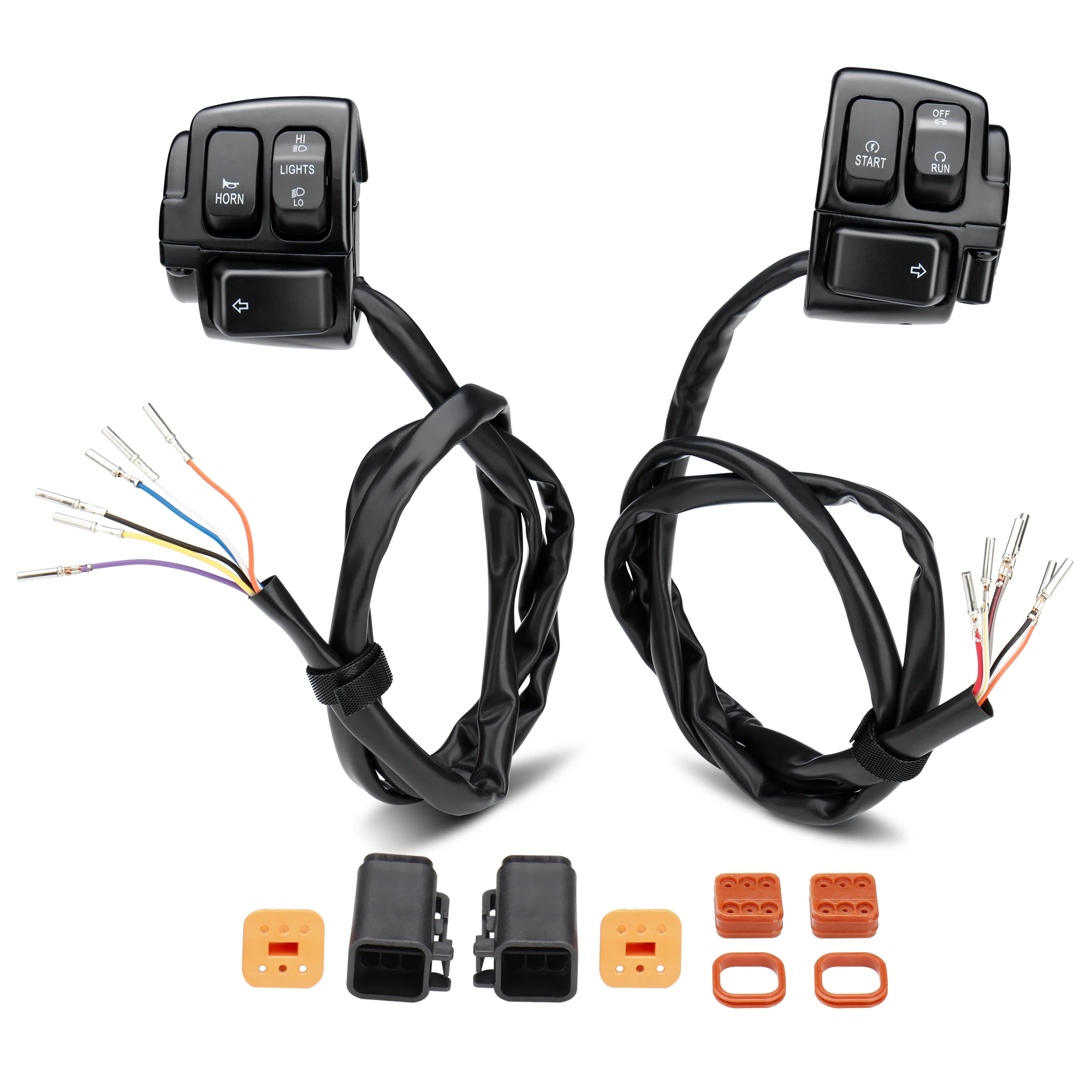 Handlebar Switch Control & Extension Cable Wire Kit for Harley 1996-2006 Sportster/Dyna/Softail(Except Springer)/Road King Model