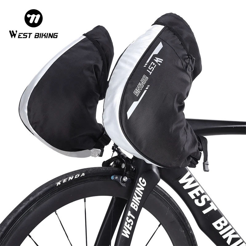 

WEST BIKING Bike Handlebar Mittens Winter Road Cycling Gloves Thermal Windproof Mountain Road Cycling Handlebar Cover Warmer