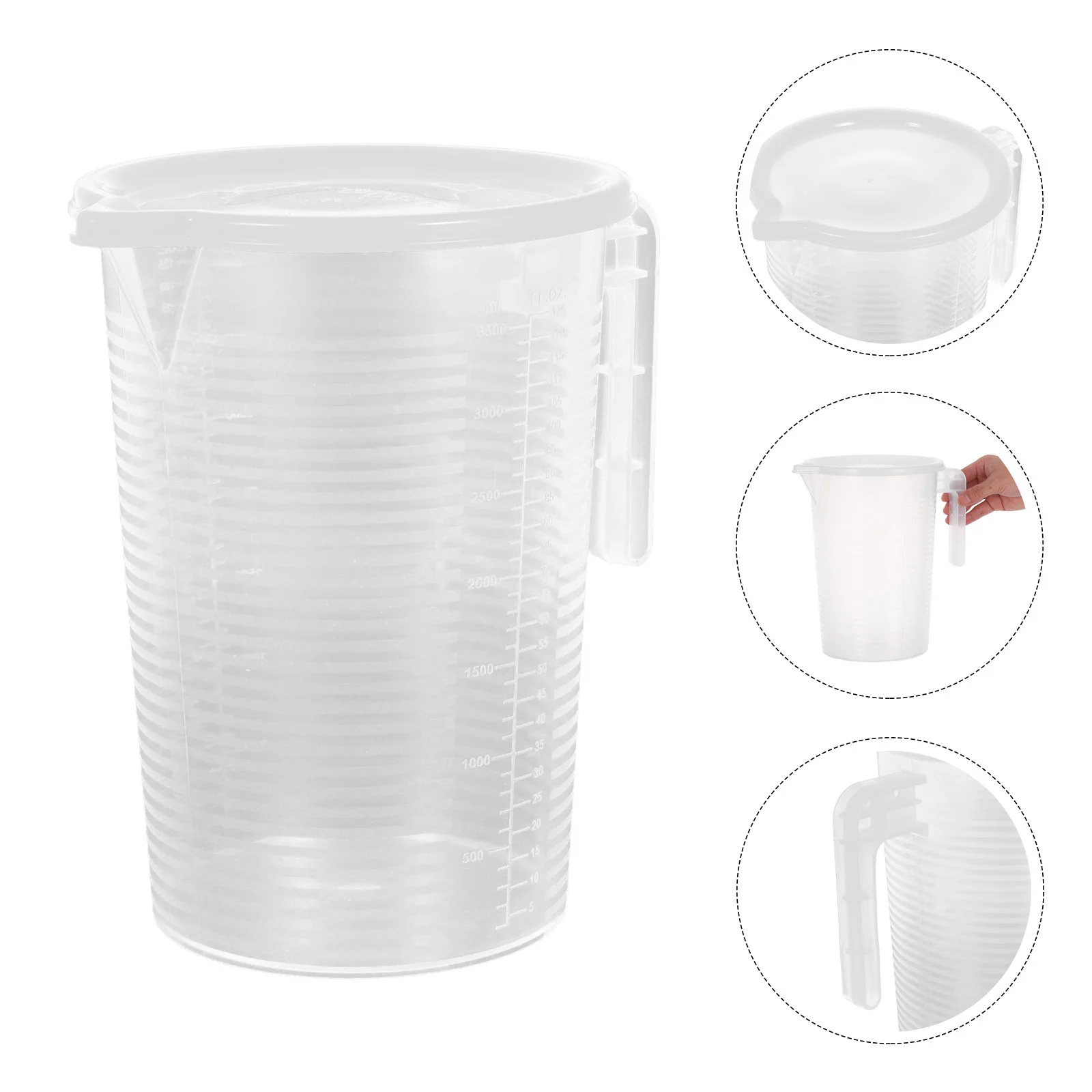 

2pcs 3.5L Large Measuring Jug With Lid Transparent Pp Plastic Graduated Liquid Measuring Cup For Hot Cold Beverages Commercial