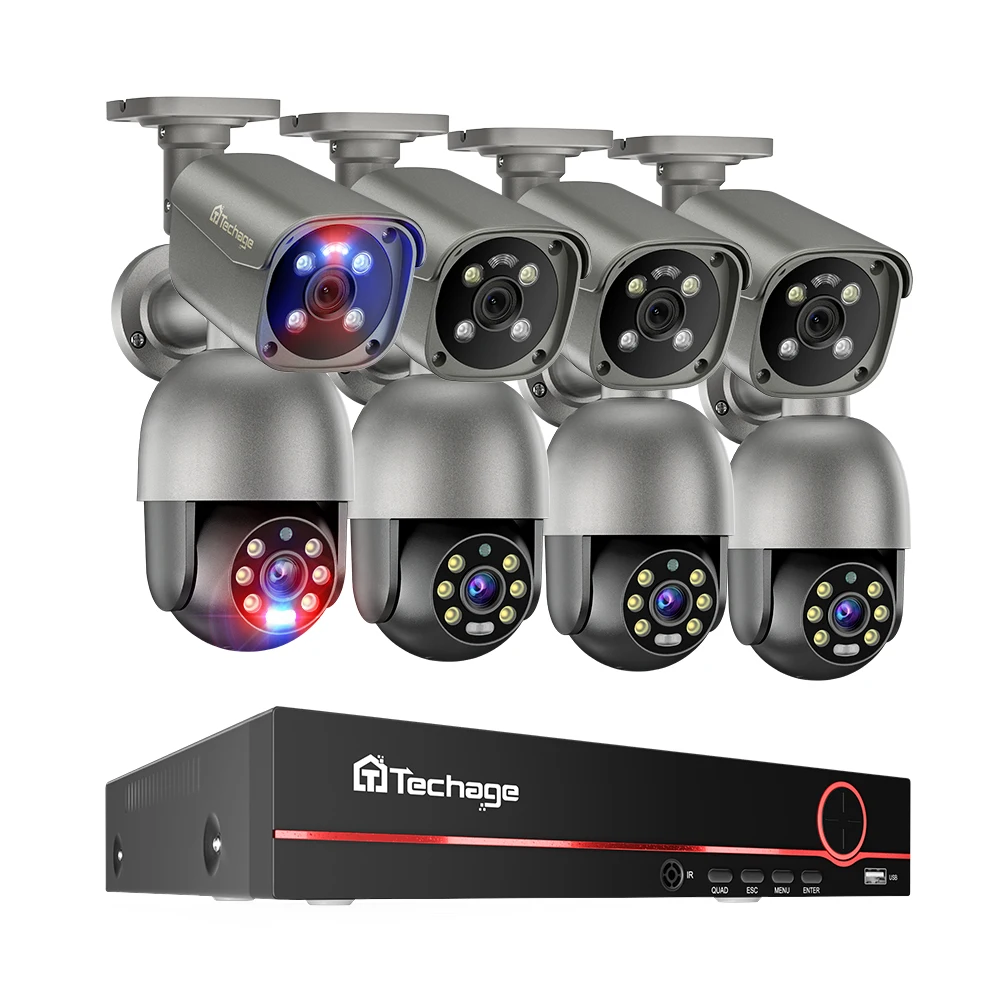 Techage 8CH 4K UHD 8MP PTZ POE Camerasysteem Buiten AI Menselijke detectie Tweerichtingsgesprek CCTV Videobewaking H.265 NVR-kit - afbeelding 2