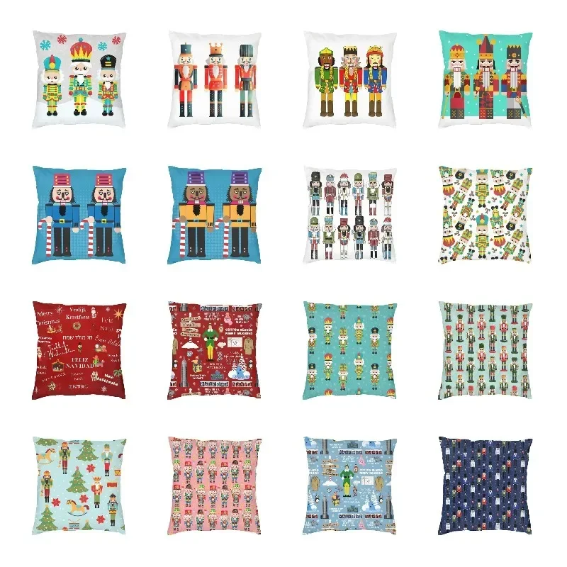 Home Decoration Cartoon Christmas Nutcracker Cushion Shooting Soldier  Toy  Pillow Case funda de almohada