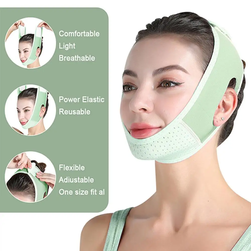 V-vormige schoonheidsapparaat Dubbele kinverkleiner Herbruikbare gezichtsriem V-lijnmasker Chin Up Patch Kinband voor vrouwen Face Lift Tap J2D1