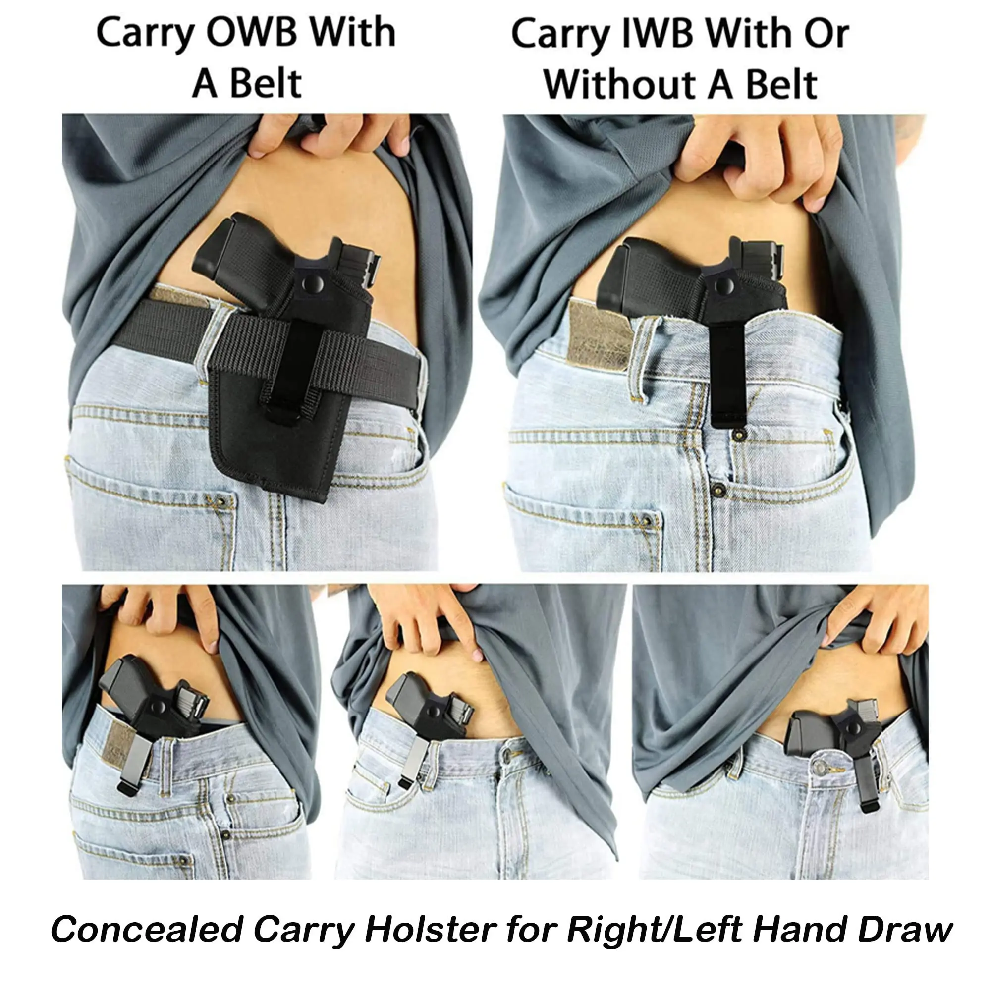 Concealed Carry Holster Metal Clip IWB OWB Holster Airsoft Pistol Handguns Holster on the Wais for Right Left Hand Draw