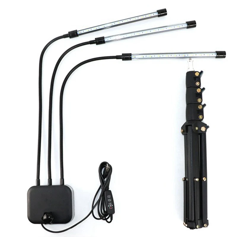 

Grow Light With Stand,Tri-Head 60W Floor Plant Lights For Indoor Plants,Tripod Stand Adjustable 15-48 In,3/9/12H 3 Modes