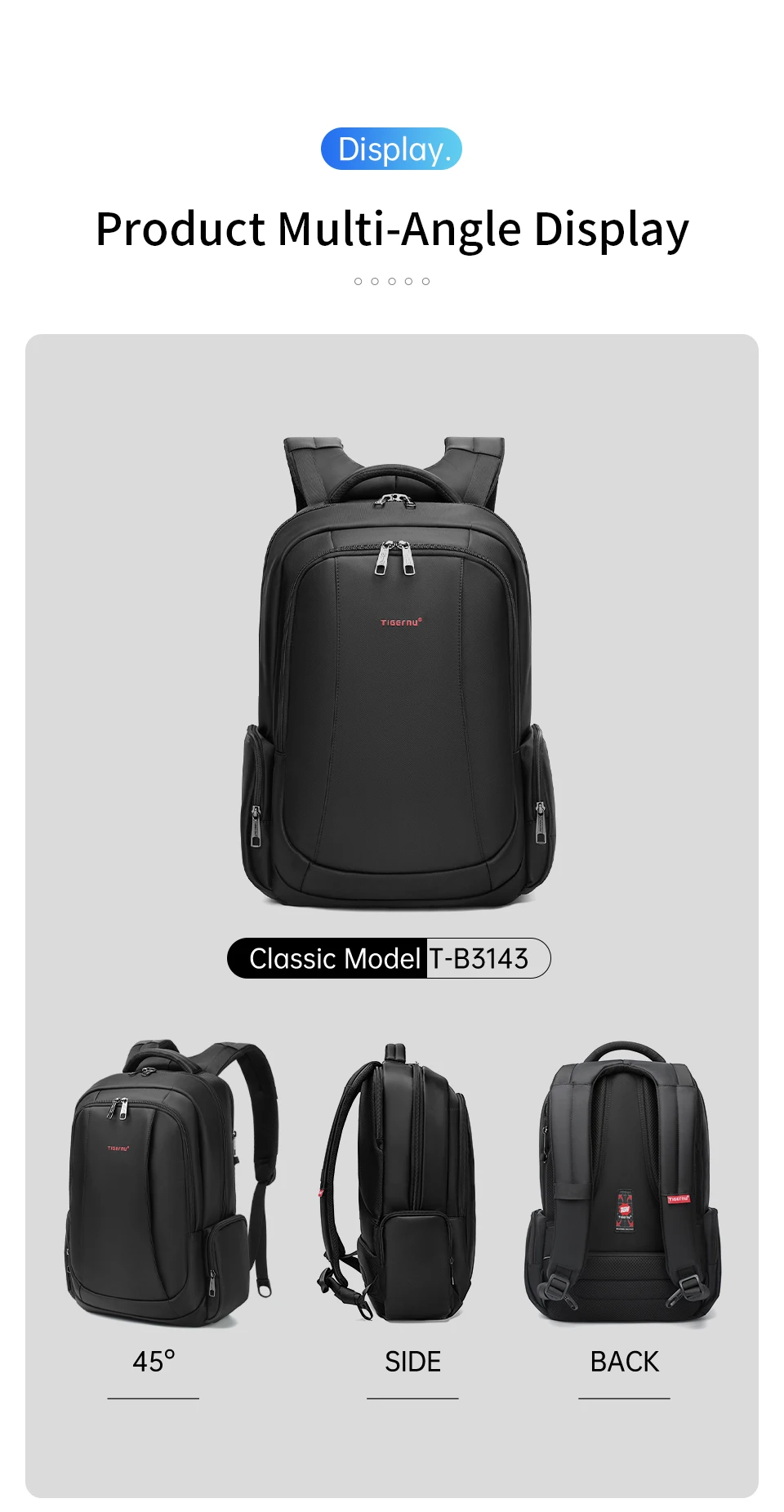 Tigernu Wasserdichte Nylon Rucksack Weibliche männer Rucksack Für 15,6 Laptop Notebook Tasche Mochilas Schule Rucksäcke Tasche Männlichen Rucksack – Detail 15