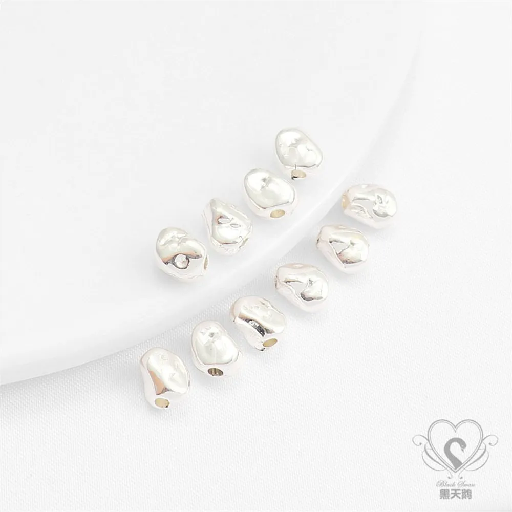 14k Gold Color Preservation Concave and Convex Bead Flat Bead Bright Bead Bracelet Necklace Diy Handmade Jewelry Accessories
