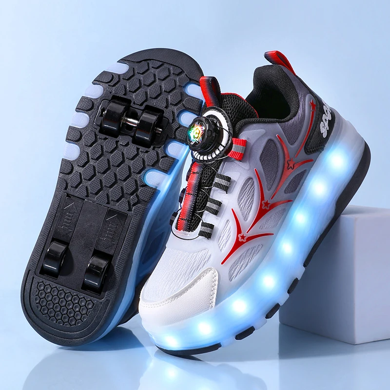 

Kids' Invisible Heelys: 4-Wheel Rechargeable Light-Up Roller Shoes for Girls, 8-Wheel Skates for Boys