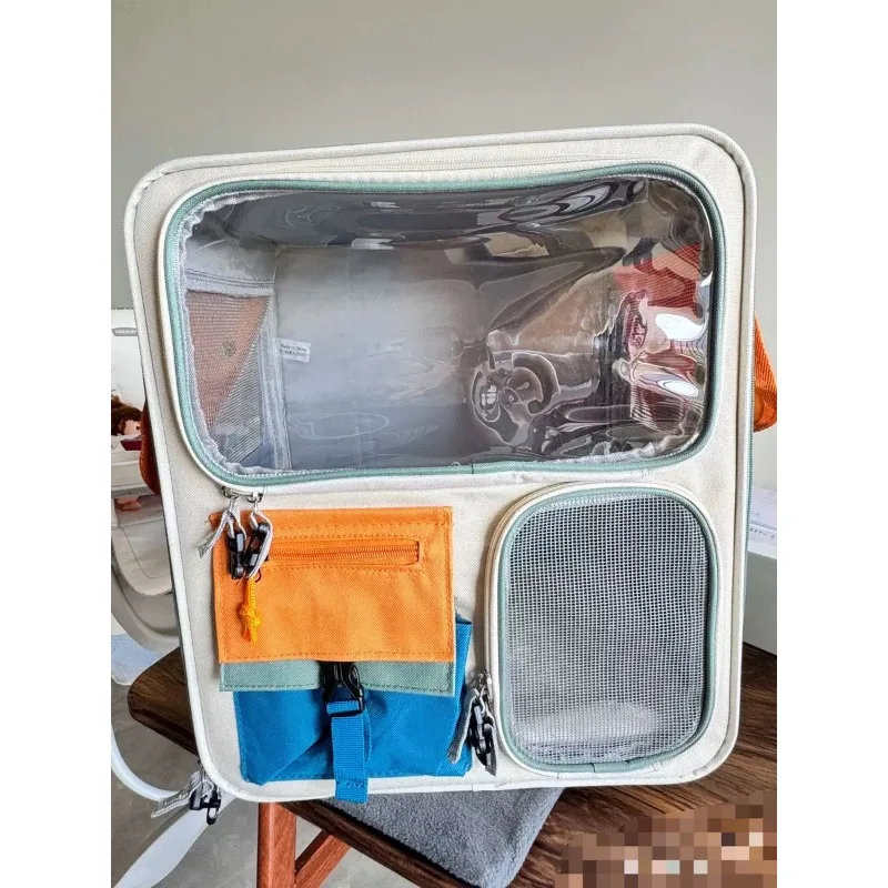 

Сумка-переноска для кошек большой вместимости, многофункциональный чемодан для нескольких кошек, портативная сумка-тележка на колесах, прозрачный рюкзак для животных