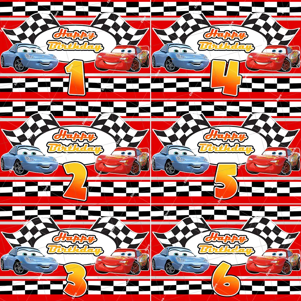 

Cartoon Red Lightning Mcqueen Cars Kids Boys 1-20th Birthday Party Decoration Can Personalized Customized Backdrop Studio Props