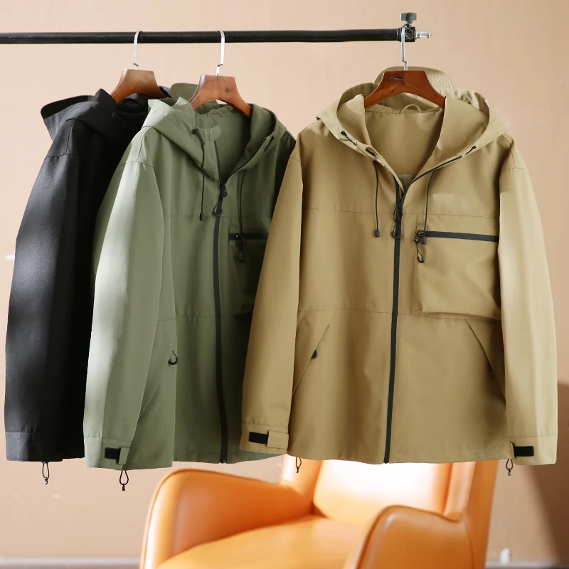 

Мужская уличная ветрозащитная повседневная куртка с капюшоном, новая коллекция Весна 2025, серия Heavyweight Mountain, молодежная модная модель Stand Fit