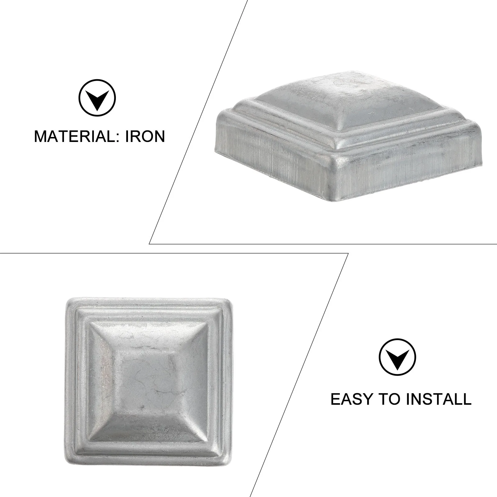 

10 Pcs Fence Post Caps Galvanized Square Cover 60mm Decorative Toppers Garden Edging Barrier Column Zinc Steel Easy Install