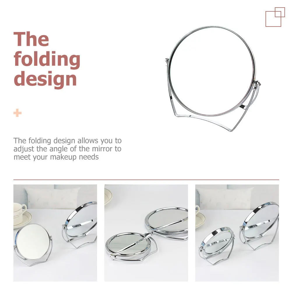 Miroir de maquillage de bureau rotatif, miroir métallique pliable, réflexion claire sans distorsion, pratique, facile à essuyer, parfait