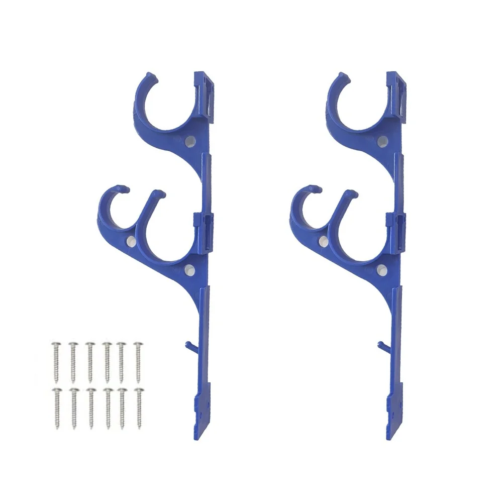 Plastic Swimming Pool Hooks 2 Pack with Mounting Hardware for Pool Poles Hoses and Cleaning Tools Organization