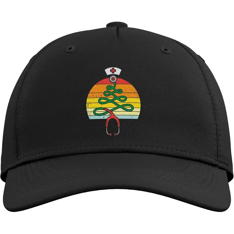 Nurse Christmas Tree Retro Nurses Xmas Men Women Adjustable Baseball Hat
