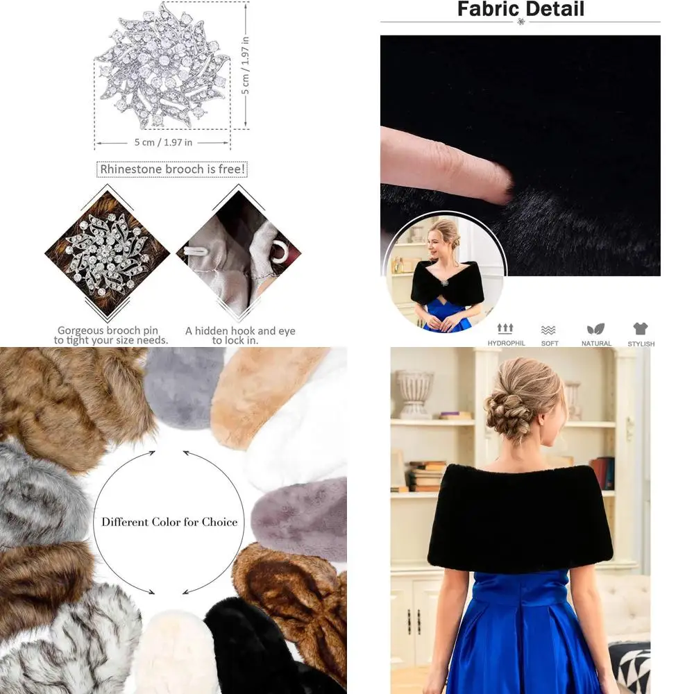 

Faux Rabbit Fur Wraps for Women - Bridal Shawl, Wedding Stole, Dress Cover Up