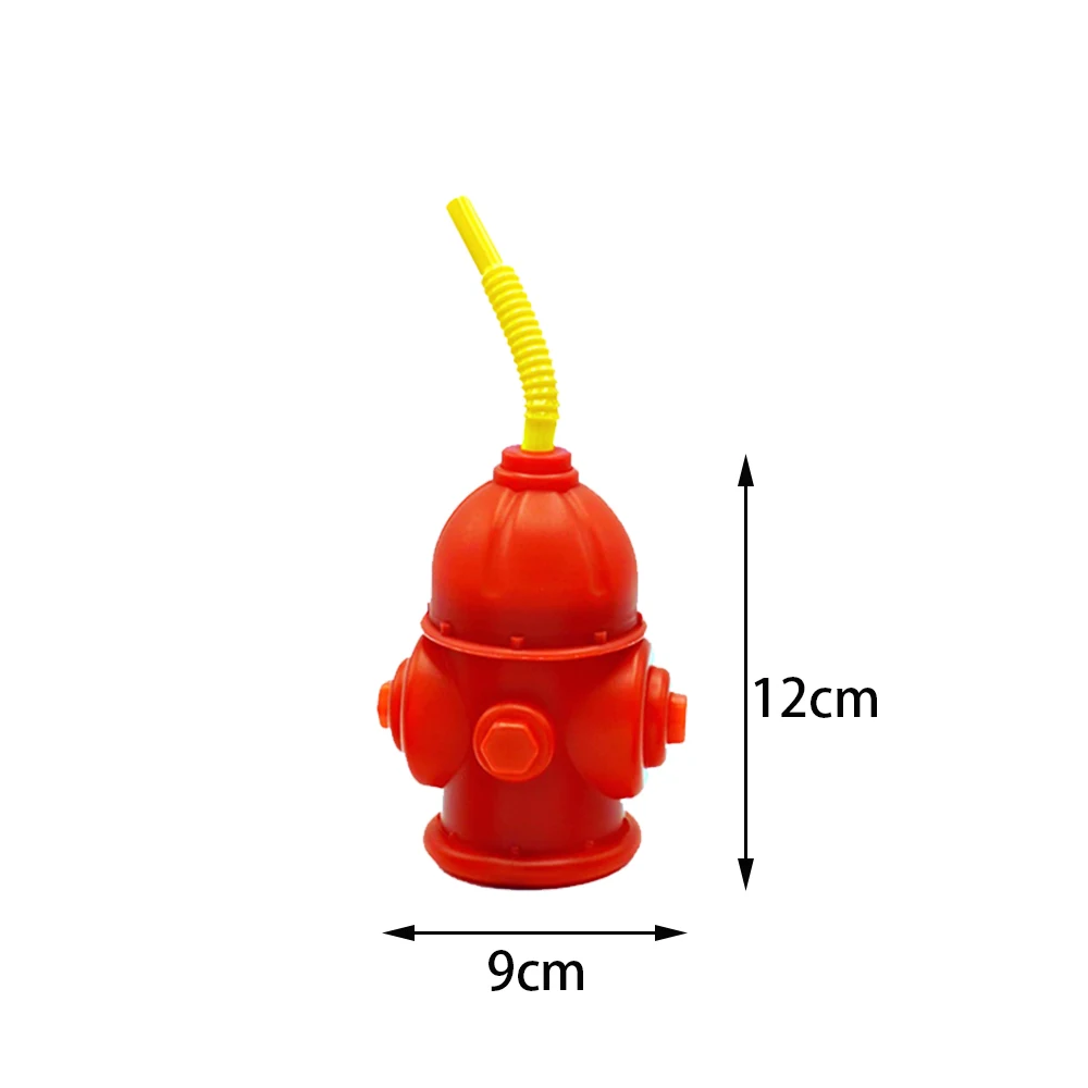 2/4/6/8/10pcs Fire Hydrant Cups with Lids and Straws Plastic Cups for Red Dog Firefighter Firetruck Birthday Party Decorations