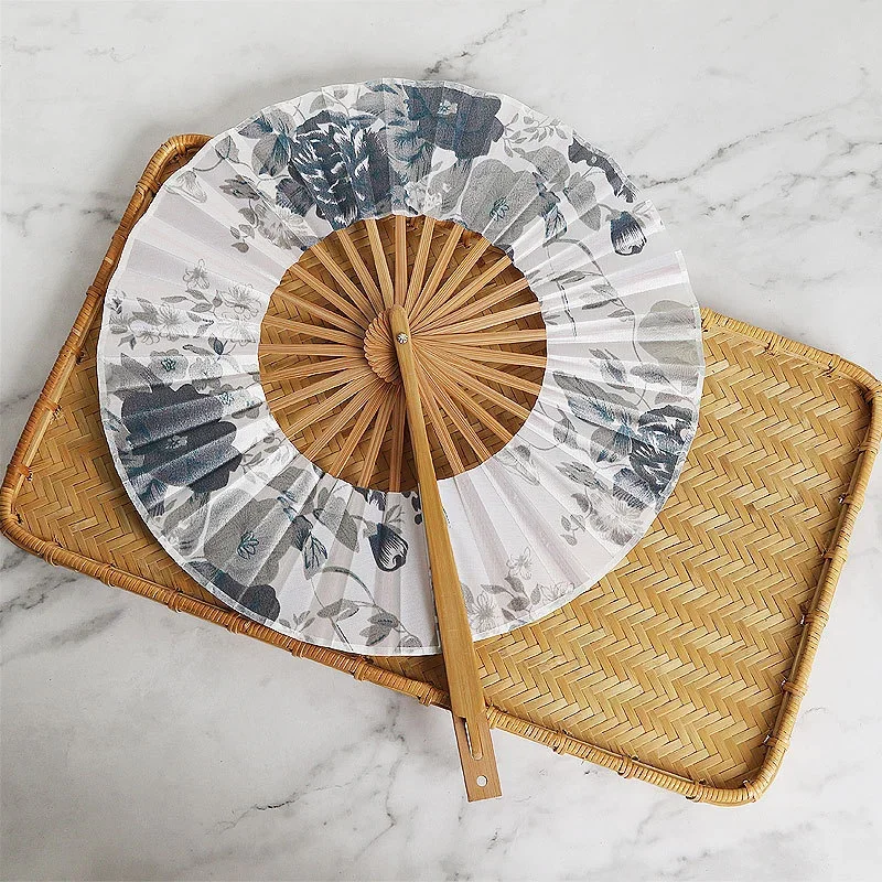New Creative Bamboo Reunion Chinese Ancient Fan Windmill Fan Folding Long Handle Fan Anime Dance Performance Folding Fan Crafts