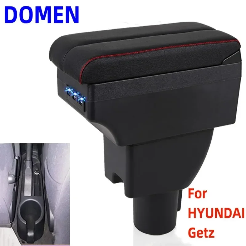 

For HYUNDAI Getz Car Armrest box Central Store Content With Retractable Cup Hole Large Space Dual Layer USB Charging