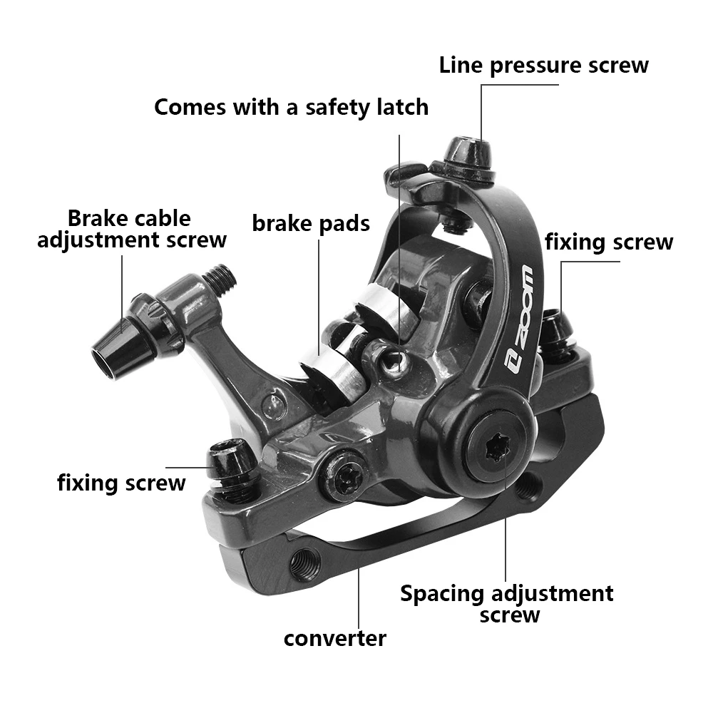 ZOOM Mountain Bike Mechanical Disc Brake Caliper 160mm Double Brake MTB Line Pulling Disc Brake With Rotor Aluminum Alloy