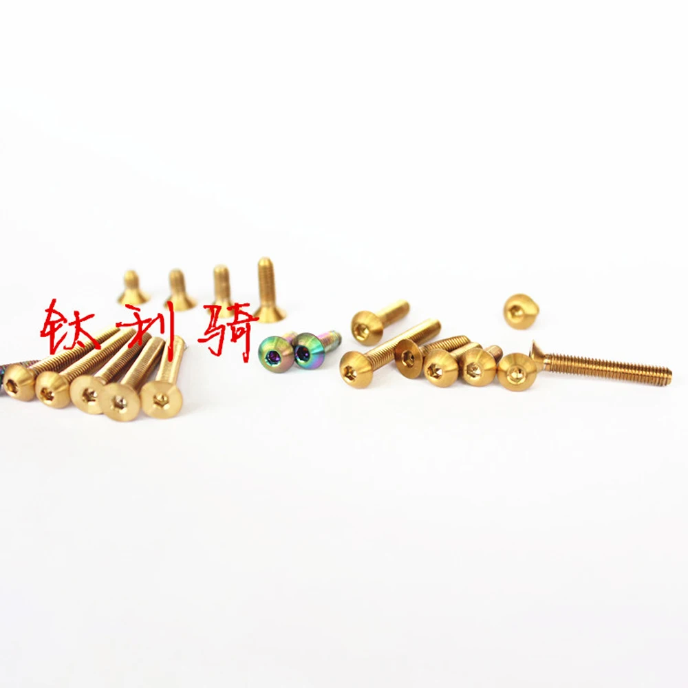 M3 p0.5mm x 5 6 8 10 12 16 20mm Golden GR5 Titanium Alloy Screw Dome Button Head Countersunk Head Hex Allen Scoket For Model DIY