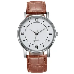 Fashion Men's Leather Alloy Watches Quartz Wrist Watch Business Watches