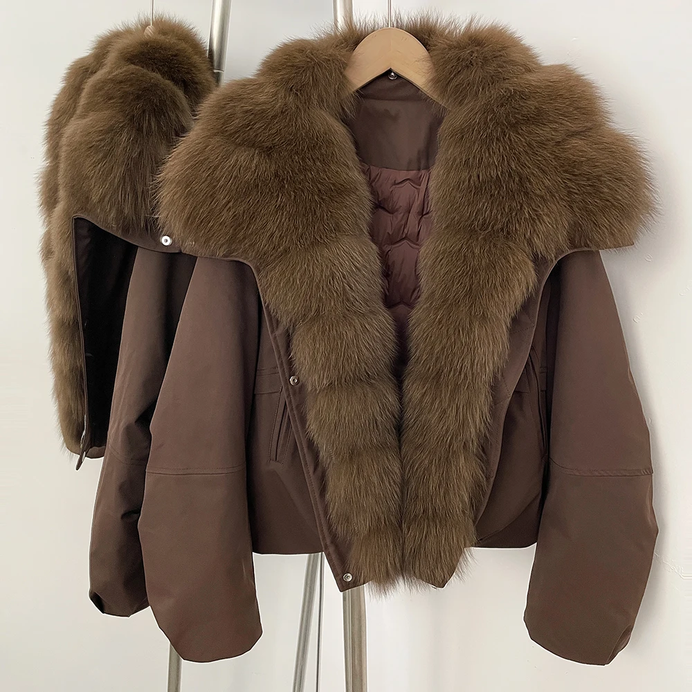 Daunenmantel für Damen, Winter-Parka-Jacken mit natürlichem Fell für Damen, Halbsaison-Jacke für Damen, warme Echtpelzmäntel für Damen 2025,