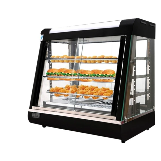 Countertop Commercial Food Warming Display Cabinet, Small Heated Holding Case for Egg Tart Burger Cooked Food