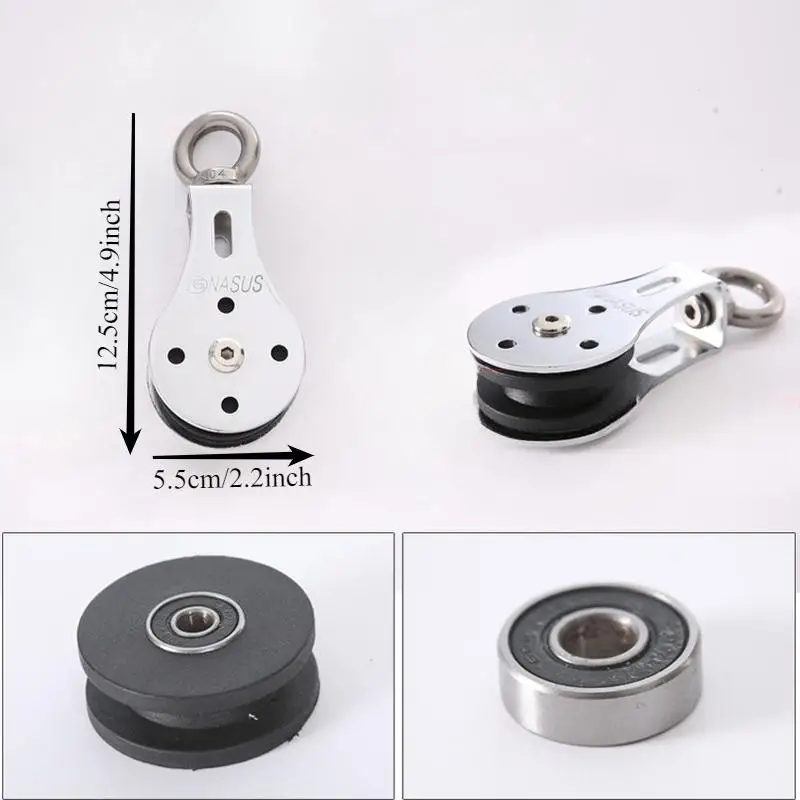 1Pc Silent Bearing Lifting Pulley 300KG Fixed Traction Load Support Pulley for Rope System