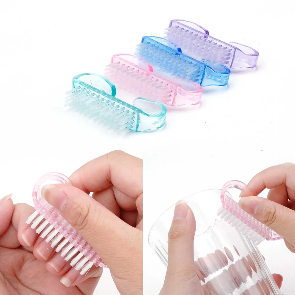 Cleaning Nail Brush Nail Art UV Gel Remove Manicure Pedicure Tool Plastic Finger Care Dust Clean Handle Makeup Washing For Women