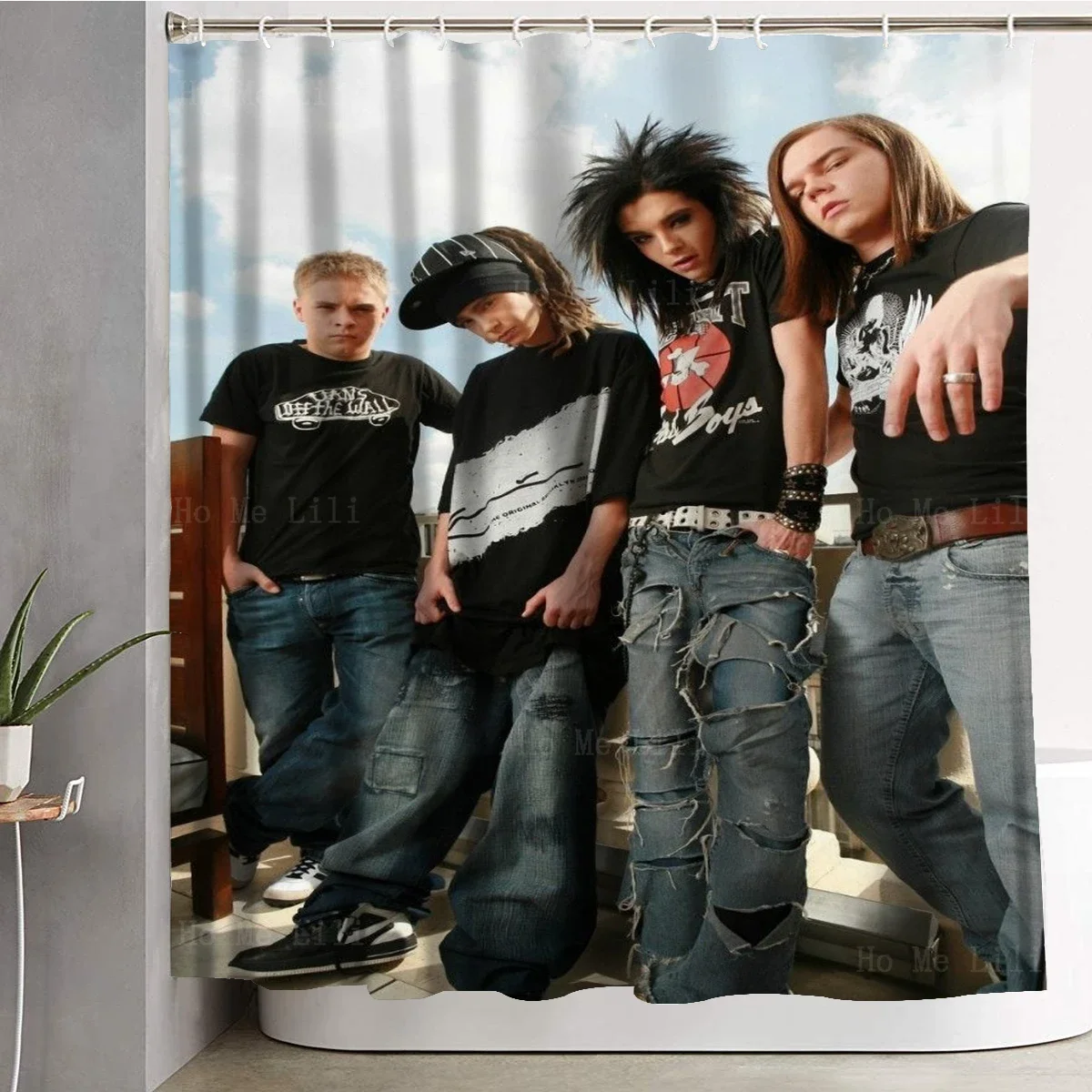 Handsome Male Star Group Tokio Hotel Rock Band Kalender Art Poster Shower Curtain Bathroom Decor