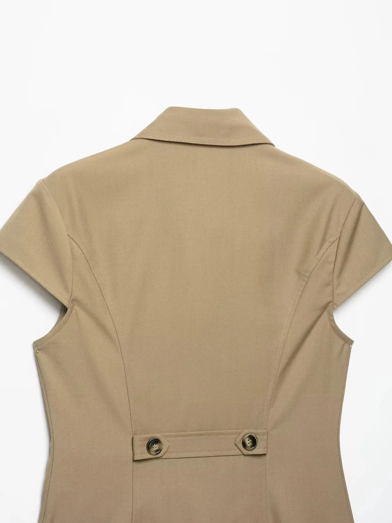 Damen Doppelreihige Bluse 2026 Sommer Kurzarm Umlegekragen Slim Fit Knopfleiste Hemd Elegante Büro-Damen Oberteile – Detail 7