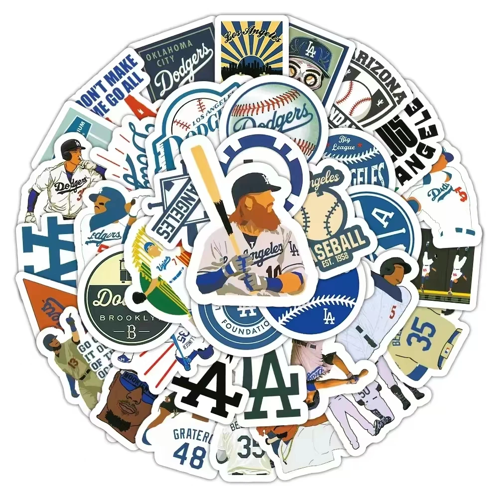 AliExpress 10/50PCS Baseball Dodgers Graffiti Sticker Cartoon Cool Sports Decal for Skateboard Guitar Cup Bike Waterproof Sticker Kids Toy