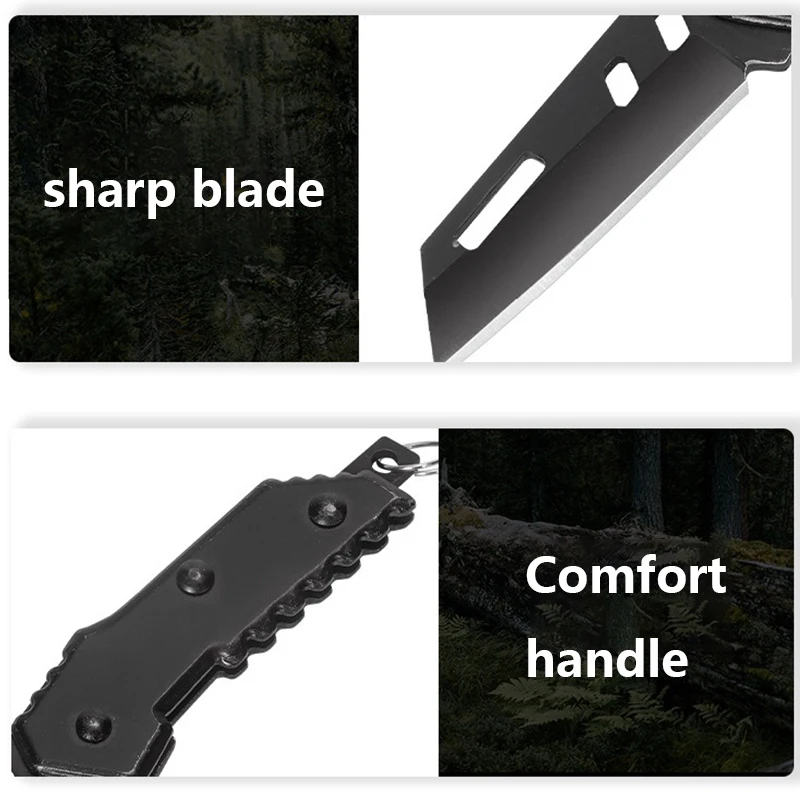 New Stainless Steel Unpacking Folding Pocket Knife Keychain Pendant Portable Outdoor Black Mini Fruit Knives Self-defense Knife