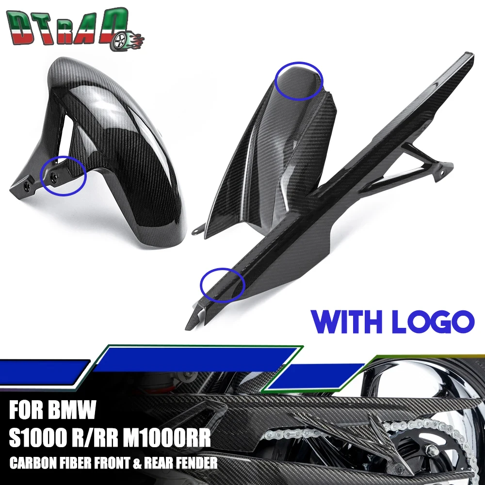 New Motorcycle Carbon Fiber Front Fender Rear Hugger Mudguard With Chain Guard For BMW S1000RR S1000R M1000RR M1000R With M Logo