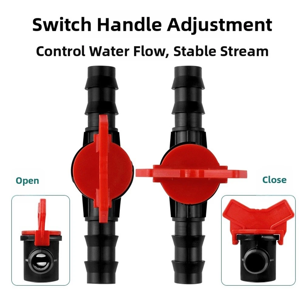 Barbed Ball Valve 16mm x 16mm ABS Plastic Shut Off Switch for Drip Irrigation Systems with Easy Push Fit Design