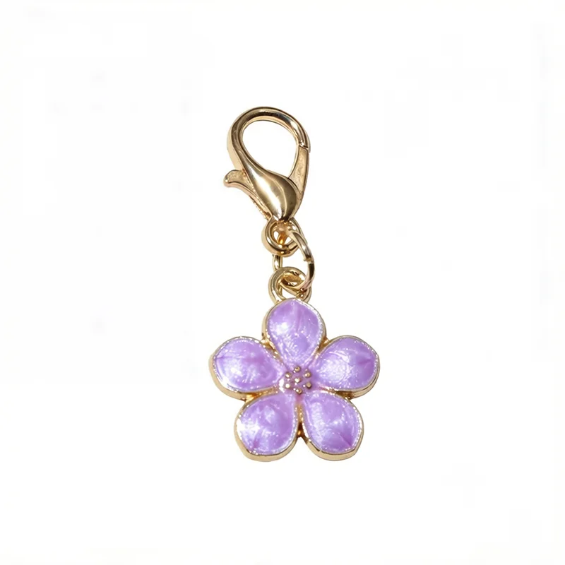 10pcs Lobster Clasp with Enamel Flower Charms