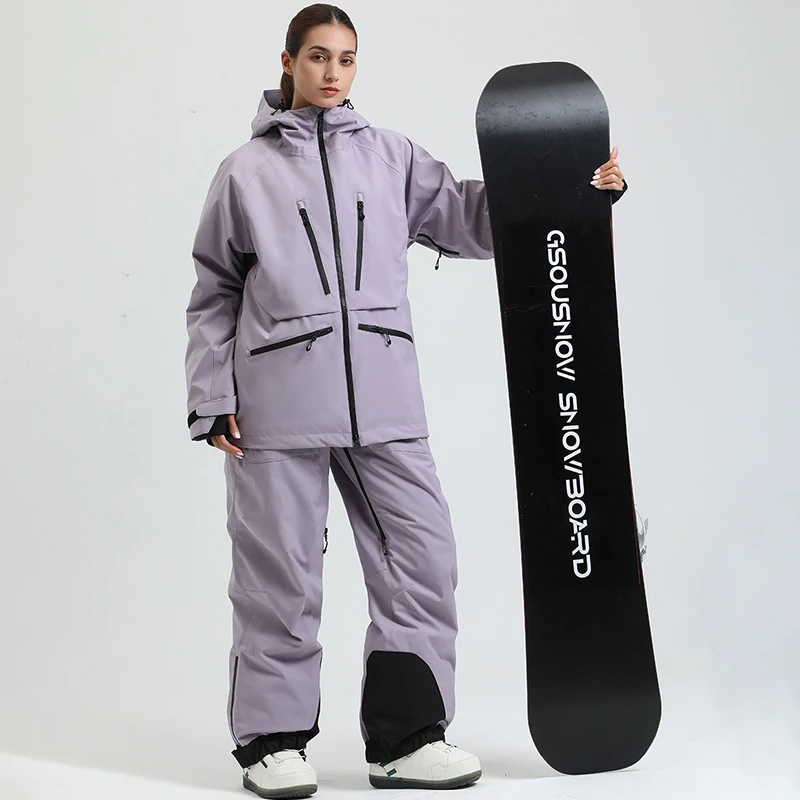Giacca invernale calda con cappuccio Pantaloni Tute da neve da donna Sport all'aria aperta Mountain Man Set da sci Costumi da snowboard maschili impermeabili Abbigliamento