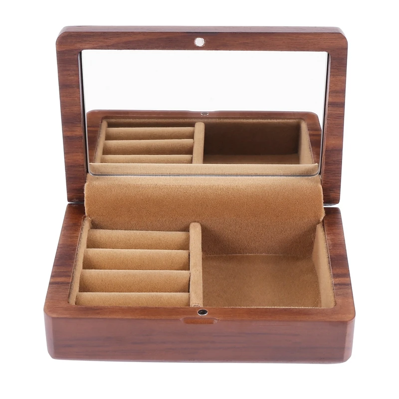 

Travel Wood Wooden Jewelry Packing Case Portable Wedding Ring Necklace Bracelet Organizer Women Men Display Box Gift For Couples