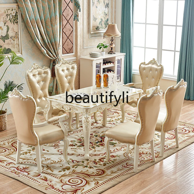 

Chairs Modern Minimalist Pearlescent White Solid Wood Dining Table Small Apartment Rectangular Table Home Use