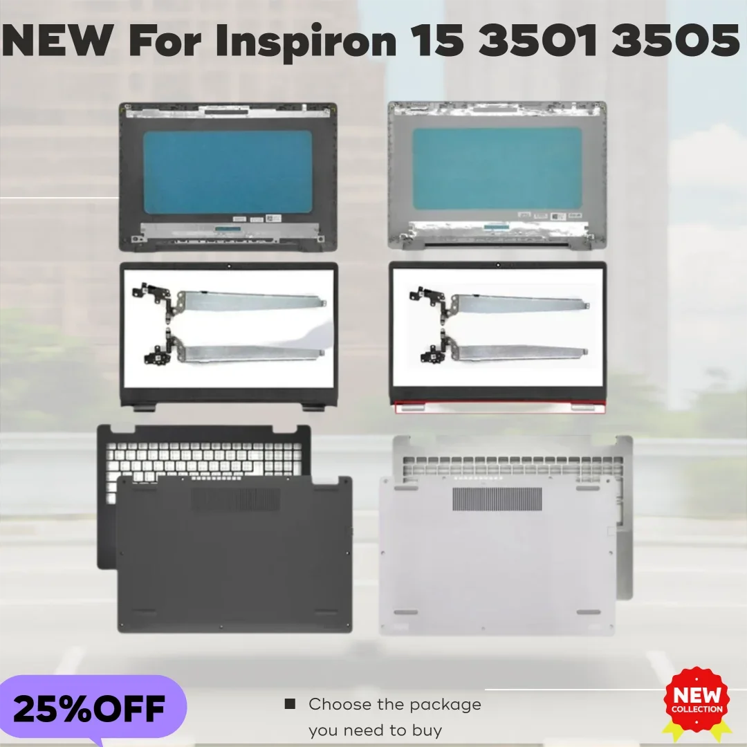 

NEW For Inspiron 15 3501 3505 3502 LCD Back Cover Front Bezel Palmrest Bottom Case 08WMNY 08W26W Laptop Housing Cover Black