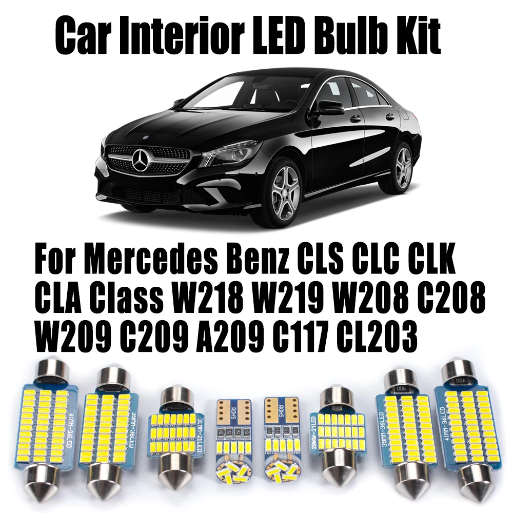 

Canbus для Mercedes Benz CLS CLC CLK CLA Class W218 W219 W208 C208 W209 C209 A209 C117 CL203 Комплект автомобильных светодиодных внутренних ламп для чтения