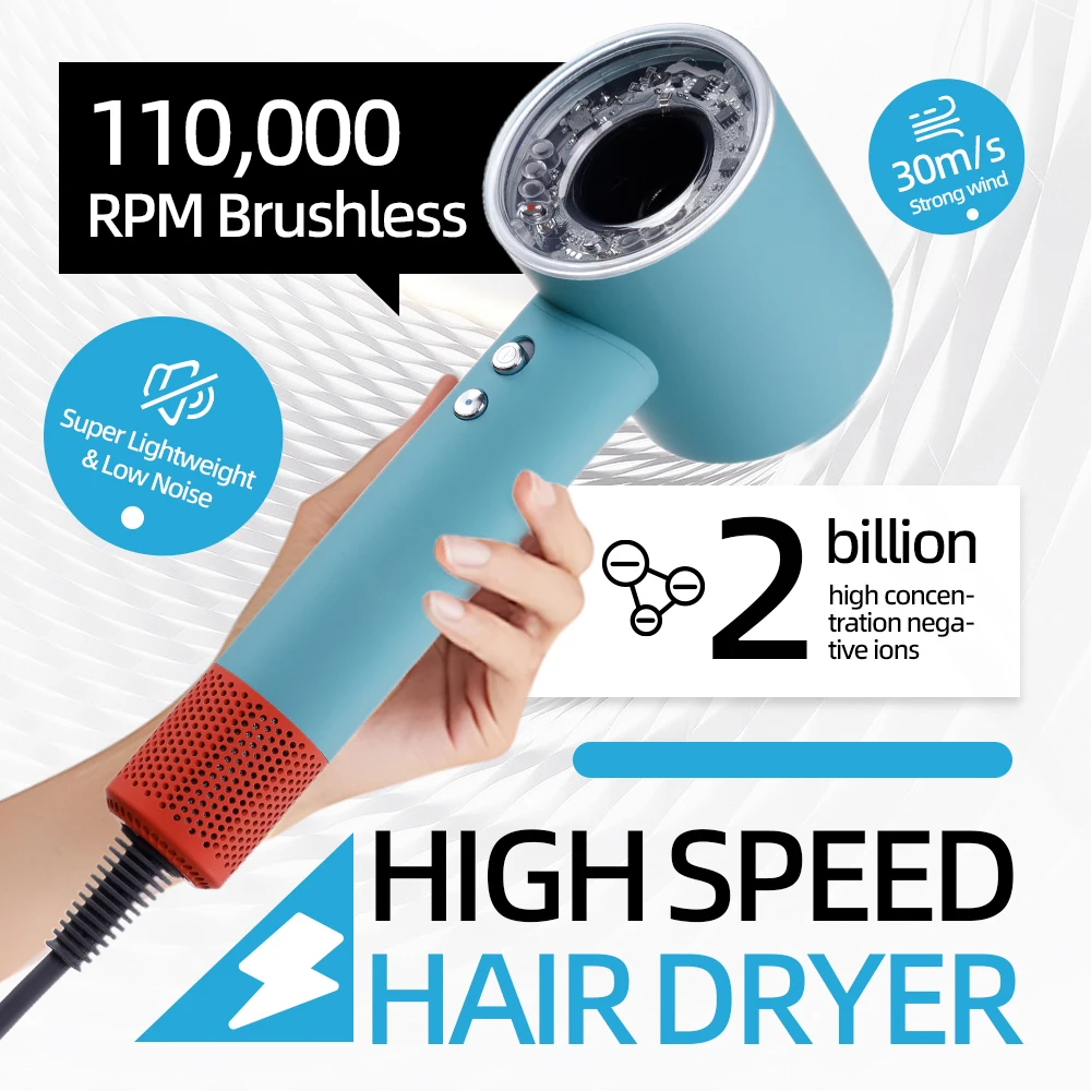 Negative Ionic Hair Dryer Hair Dryer High-Speed Electric Turbine Airflow Low Noise Constant Temperature And Quick Drying