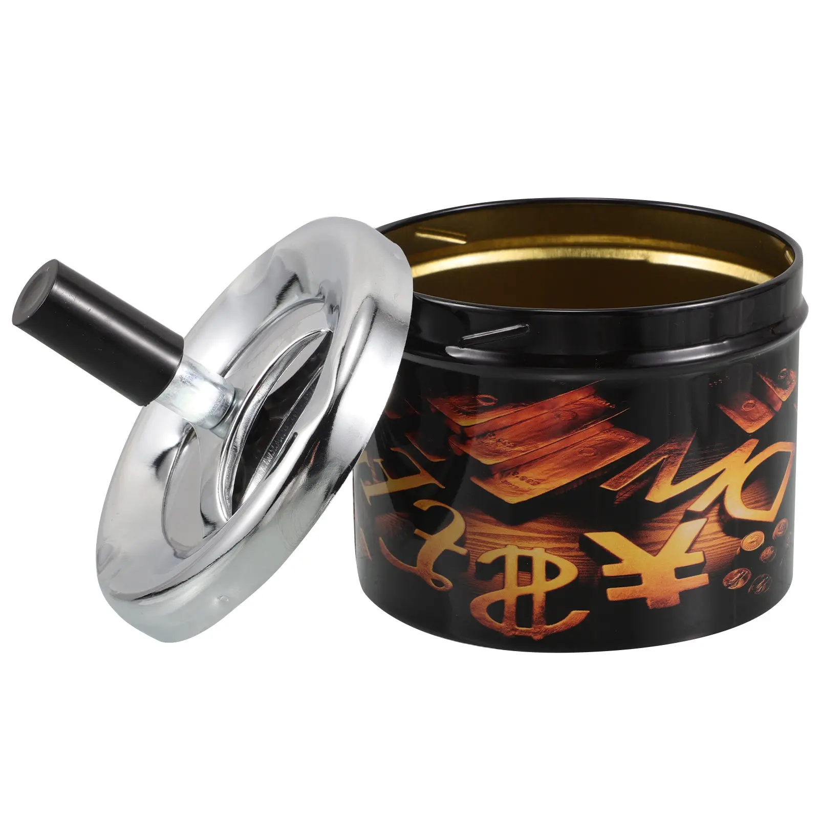 Covered Desktop Ashtray Indoor Cigarette Push down Metal Mesh Trays for Smokers