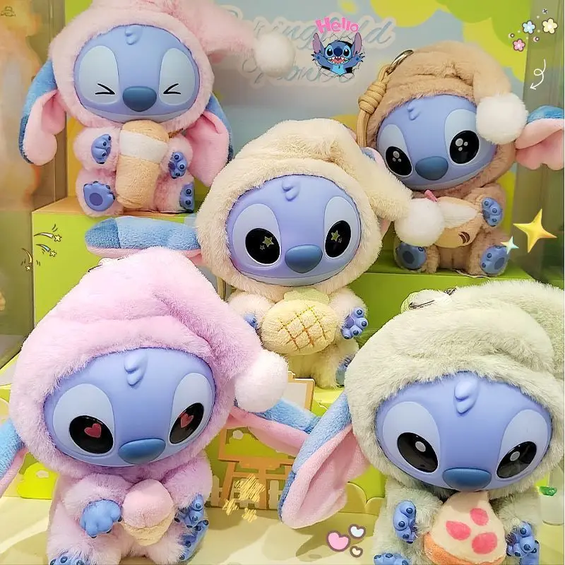 Disney Stitch Eat someting Before Sleep Vinyl Blind Box Cute Plush Pendant Dolls Desktop Ornament Mystery Toys Collectors Gifts