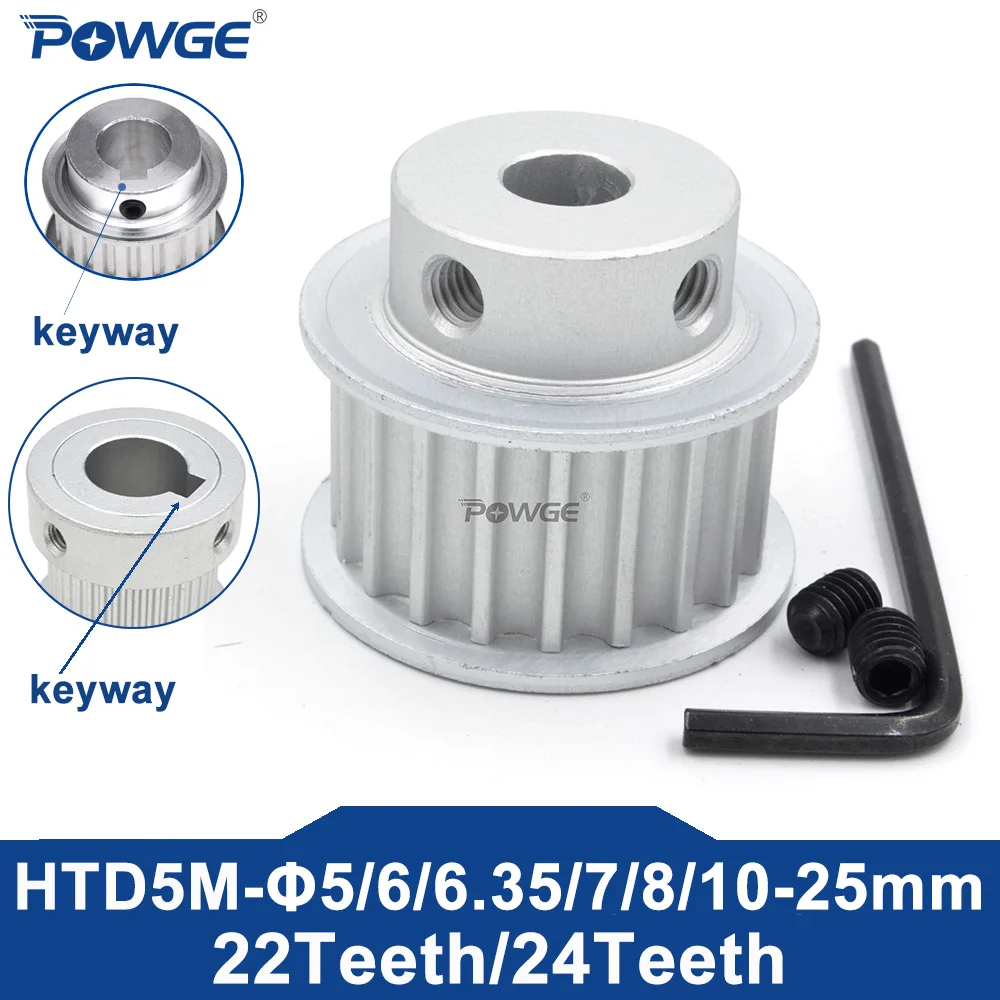 POWGE 22 24 teeth HTD 5M Timing Pulley BF Bore 5/6/6.35/7/8/10/12/14/15/16/17/18/19/25mm for HTD5M belt width 15/20/25mm 22T 24T