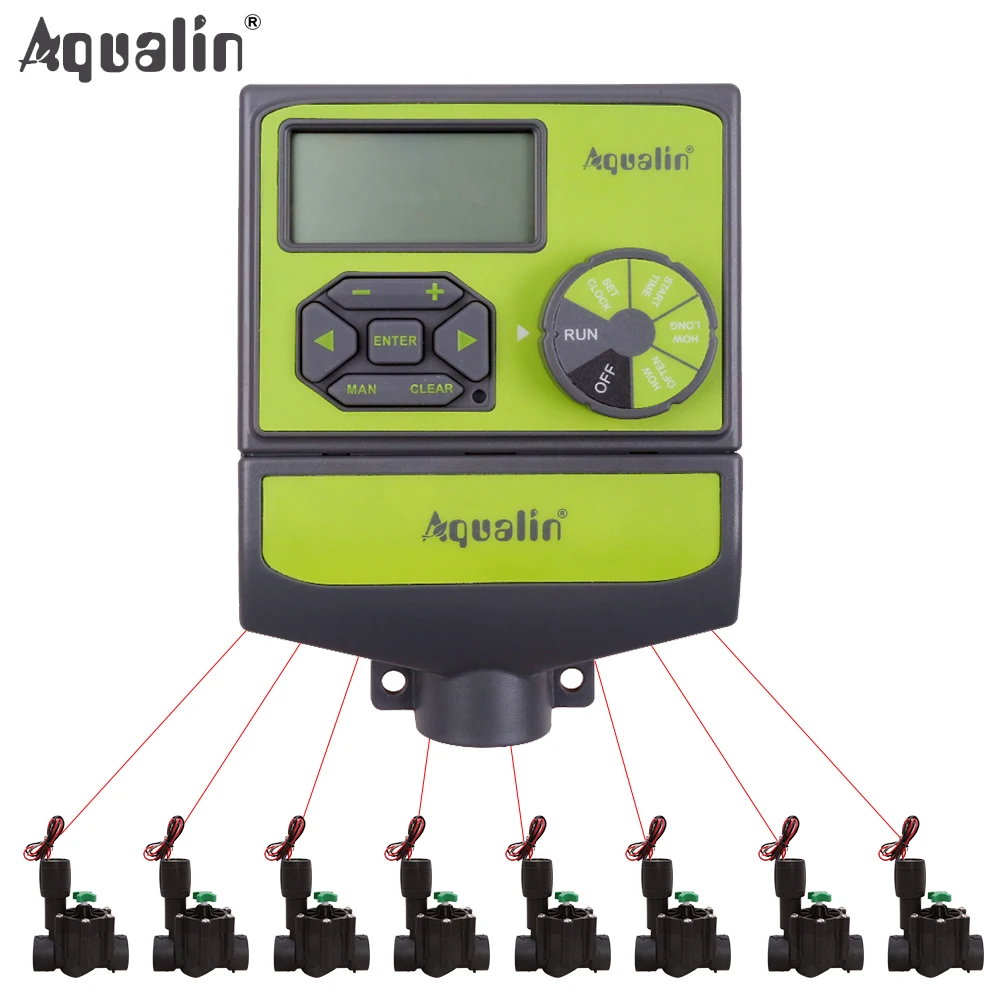 Jardim Sistema de Irrigação Automática Temporizador de água Sistema Usado com 9-12 V DC Válvula DC 3V Controlador de Entrada, 8 Estações, #10467