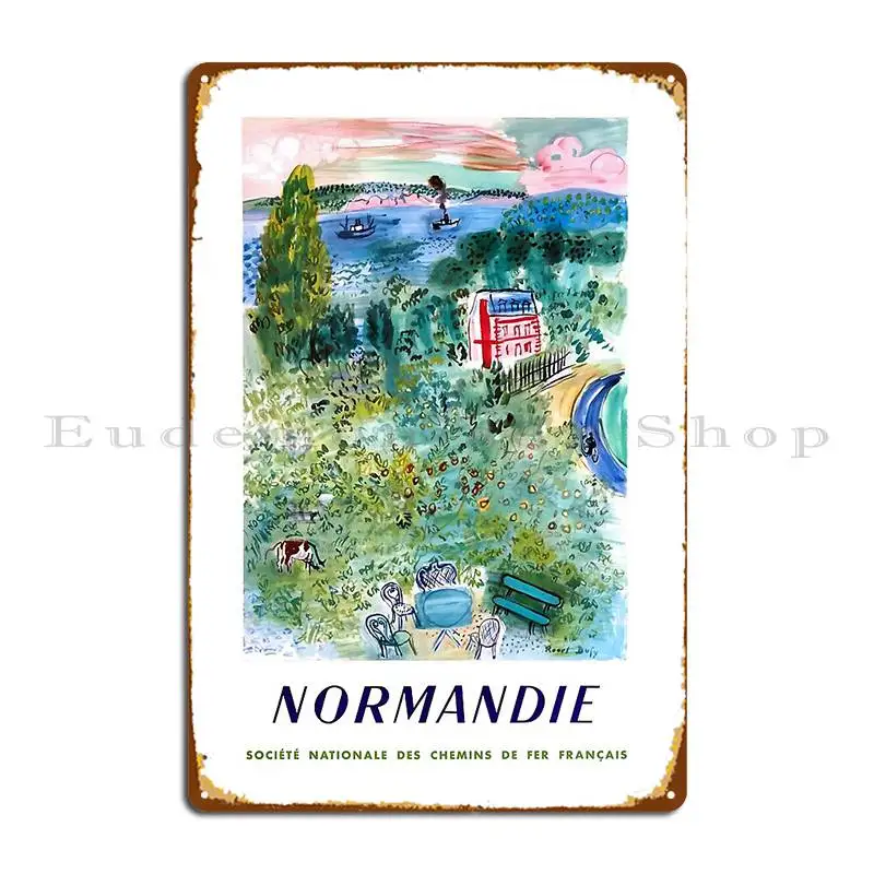 1952 Normandie France Railway Travel Poster Metal Sign Rusty Iron Garage Create Cinema Tin Sign Poster