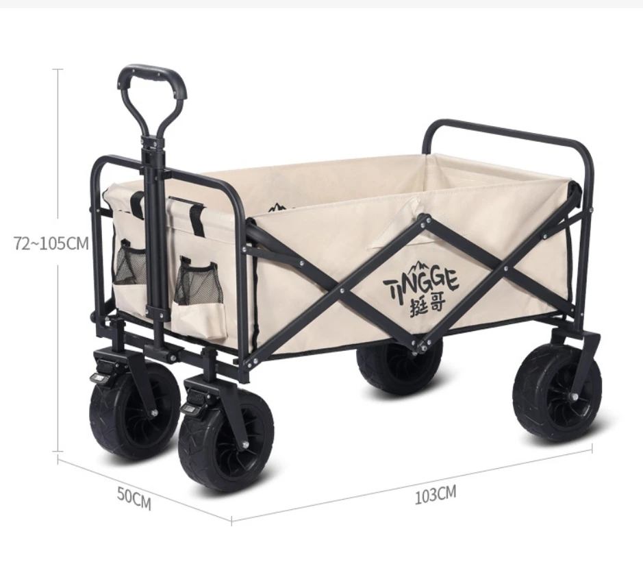 Camping cart that folds up outdoor picnic carts with small tables