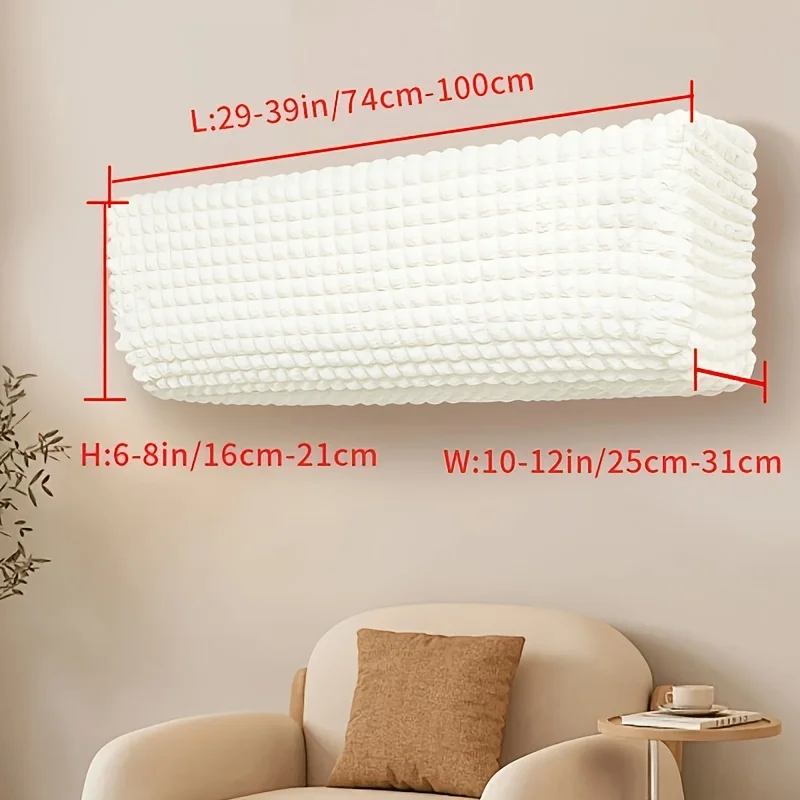 Wall Air Conditioner Cover, Washable Plaid Elastic Fabric AC Dust Cover for Household Wall Mounted Air Conditioning Unit