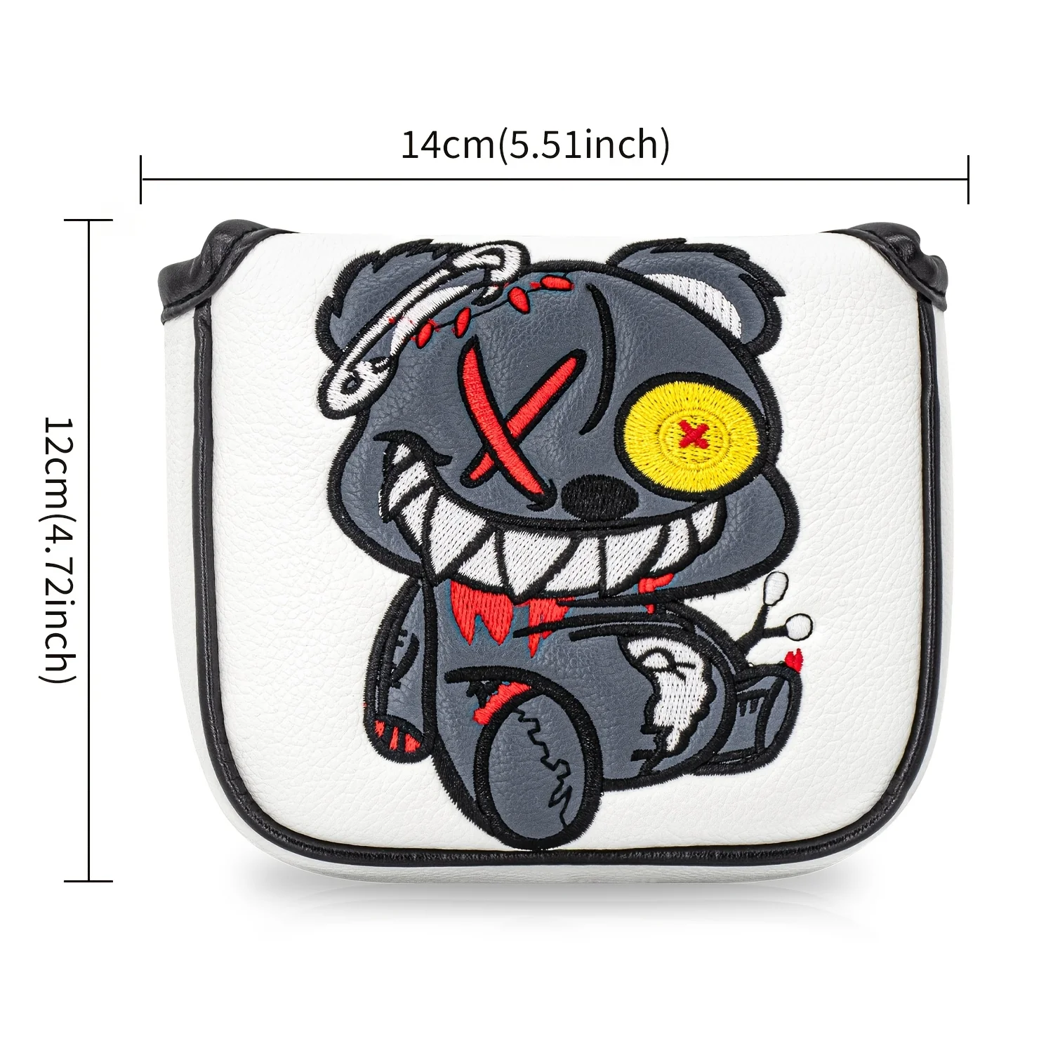 1pc Monocled Bear Design Golf Putter Cover - PU with Advanced Embroidery Suitable for Most Brands, Mallet Head, view 6
